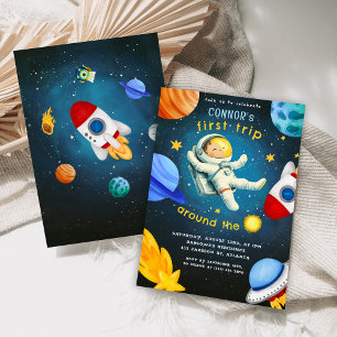 Ruimtevaarder Rocket Ship Planet Kids Verjaardag Kaart