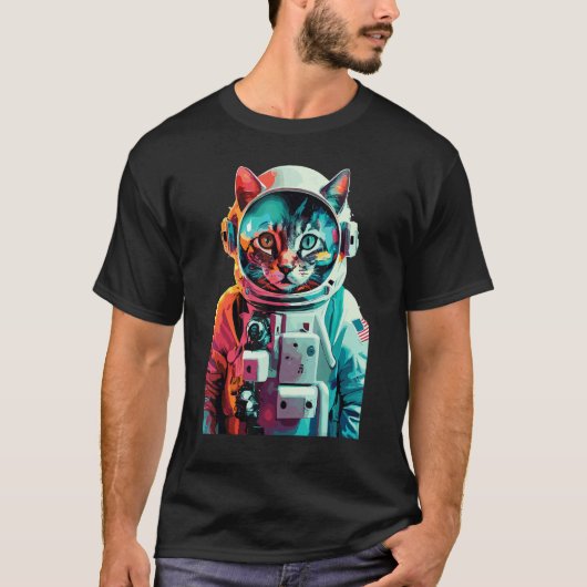 Ruimtevaarder Ruimte Kat Moeder Vader Mannen Kind T-shirt (Voorkant)