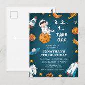 Ruimtevaarder ruimte planeten donker thema verjaar briefkaart (Voorkant / Achterkant)