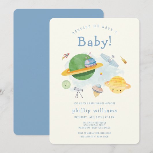 Ruimtevaarder Ruimteschip Baby Shower Kaart (Voorkant / Achterkant)
