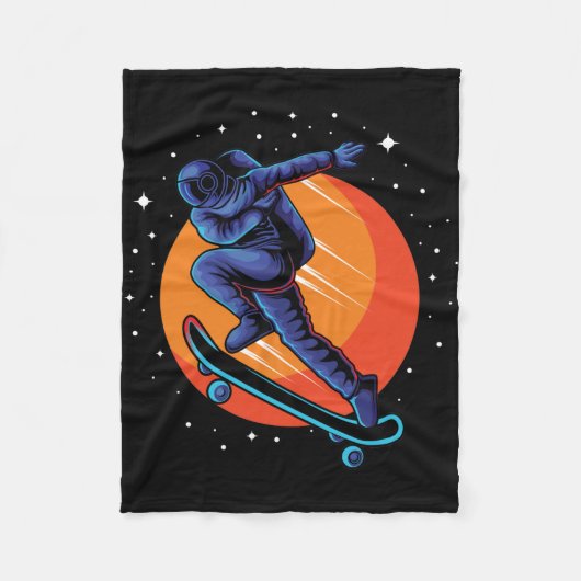 Ruimtevaarder Skateboarden In De Ruimte Fleece Deken (Voorkant)
