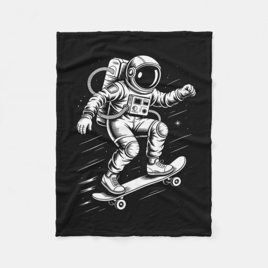 Ruimtevaarder Skateboarden In De Ruimte Kosmische Fleece Deken (Voorkant)