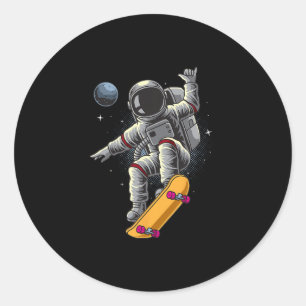 Ruimtevaarder Skateboarden Ruimte Planeten Maan As Ronde Sticker