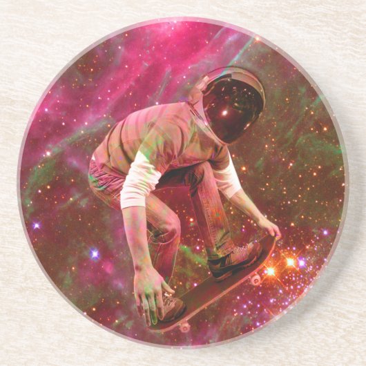 Ruimtevaarder Skateboarder Zandsteen Onderzetter (Voorkant)
