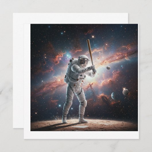 Ruimtevaarder speelt honkbal kaart (Voorkant / Achterkant)