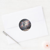 Ruimtevaarder speelt honkbal ronde sticker (Envelop)
