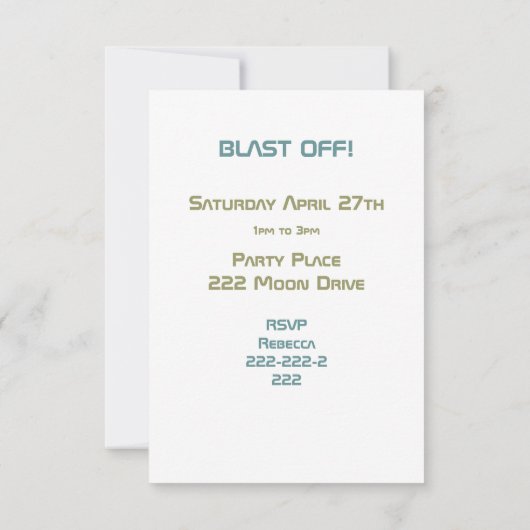 Ruimtevaarder Twee De Maan En Het Achterste Feestt Kaart (Achterkant)