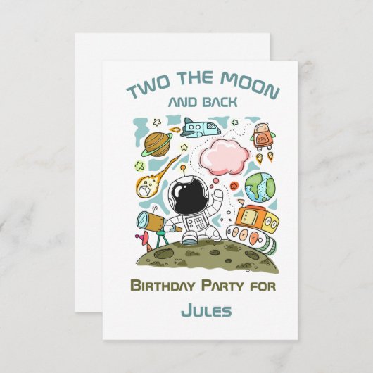Ruimtevaarder Twee De Maan En Het Achterste Feestt Kaart (Voorkant / Achterkant)