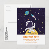 Ruimtevaarder verkent de ruimte Save the Date Briefkaart (Voorkant / Achterkant)