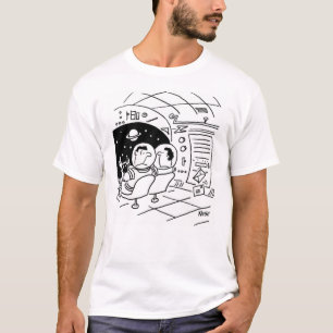 Ruimtevaarder verrast om post te zien bezorgd t-shirt