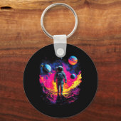 Ruimtevaarder Wandelend in Galaxy Outer Space Expl Sleutelhanger (Voorkant)