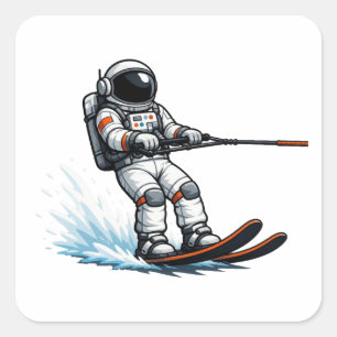 Ruimtevaarder Waterskiën Vierkante Sticker