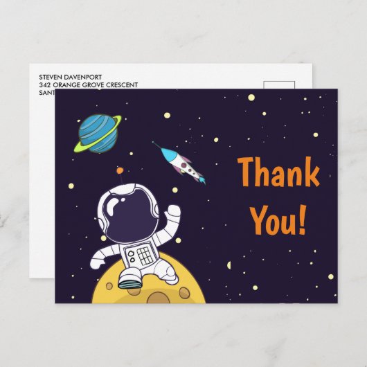 Ruimtevaarder zwevend in de ruimte briefkaart (Voorkant / Achterkant)