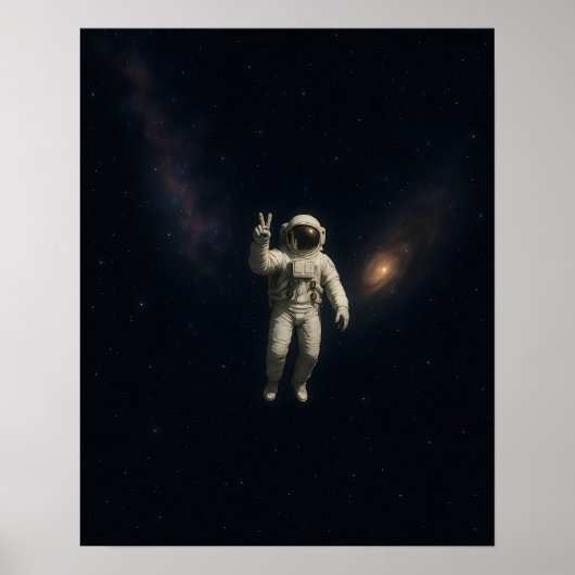 Ruimtevaarder Zwevend in Ruimte Poster (Voorkant)