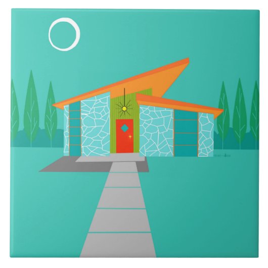 Ruimtevaardijhuis Cartoon keramisch tedossier Tegeltje (Voorkant)