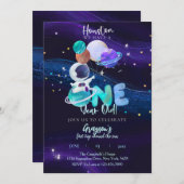 Ruimtevaart 1e verjaardag Melkweg Uitnodiging ruim (Voorkant / Achterkant)