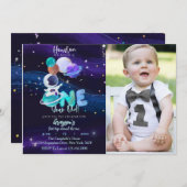 Ruimtevaart 1e verjaardag Melkweg Uitnodiging ruim (Voorkant / Achterkant)