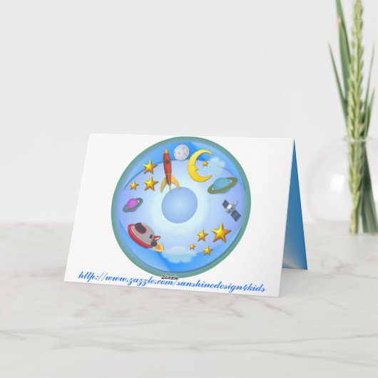 Ruimtevaart 1st. Birthday Kaart (Achterkant)