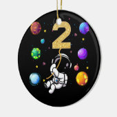 Ruimtevaart 2 jaar oud 2e verjaardag keramisch ornament (Links)