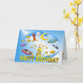 Ruimtevaart ~ 2de. Birthday-kaart Kaart (Gele Bloem)