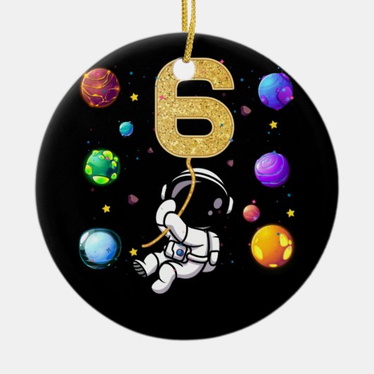 Ruimtevaart 6 jaar oude 6e verjaardag keramisch ornament (Voorkant)