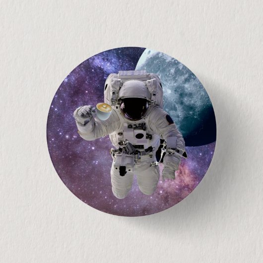 Ruimtevaart, astronaut, koffie-Button Ronde Button 3,2 Cm (Voorkant)