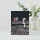Ruimtevaart, Astronaut op de Maan & Amerikaanse Vl Feestdagenkaart (Staand voorkant)
