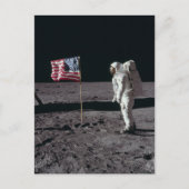 Ruimtevaart, Astronaut op de Maan & Amerikaanse Vl Feestdagenkaart (Voorkant)