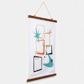 Ruimtevaart Atomic Age Abstracte Pleinen Midden-Ee Hangend Wandkleed (Gebogen)