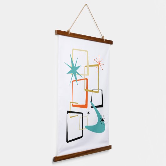 Ruimtevaart Atomic Age Abstracte Pleinen Midden-Ee Hangend Wandkleed (Gebogen)