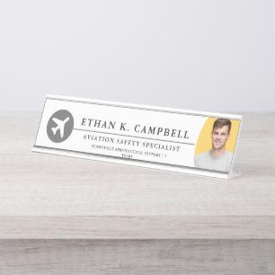 Ruimtevaart + Avionica Branche symbool + Logo Bureau Naambordje