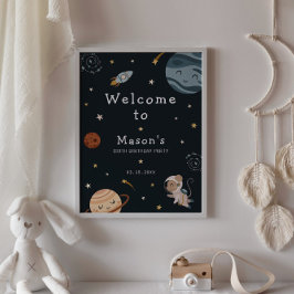 Ruimtevaart Avontuur Speelse Kinderen Verjaardagsf Poster