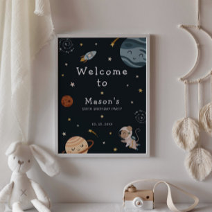 Ruimtevaart Avontuur Speelse Kinderen Verjaardagsf Poster
