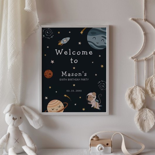 Ruimtevaart Avontuur Speelse Kinderen Verjaardagsf Poster