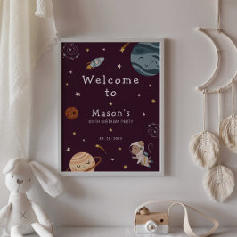 Ruimtevaart Avontuur Speelse Kinderen Verjaardagsf Poster