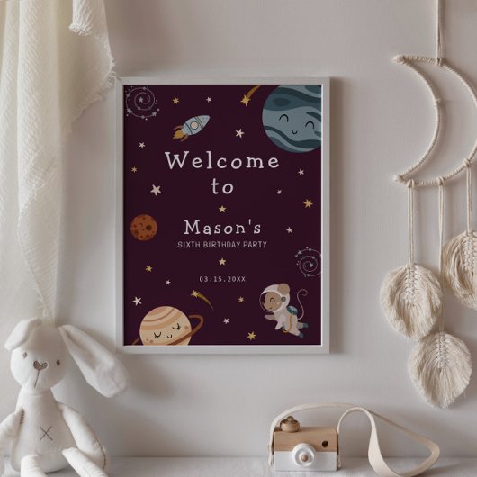 Ruimtevaart Avontuur Speelse Kinderen Verjaardagsf Poster