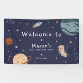 Ruimtevaart Avontuur Speelse Kinderen Verjaardagsf Spandoek (Horizontaal)