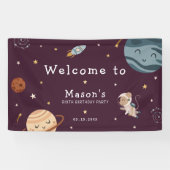 Ruimtevaart Avontuur Speelse Kinderen Verjaardagsf Spandoek (Horizontaal)