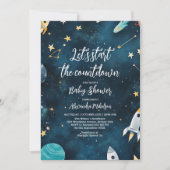 Ruimtevaart Buitenste Baby shower Navy Kaart (Voorkant)