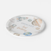 Ruimtevaart eerste reis rond Sun Boy 1st Birthday Papieren Bordje (Gekanteld)