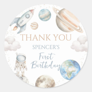 Ruimtevaart eerste reis rond Sun Boy 1st Birthday Ronde Sticker