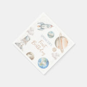 Ruimtevaart eerste reis rond Sun Boy 1st Birthday Servet (Hoek)