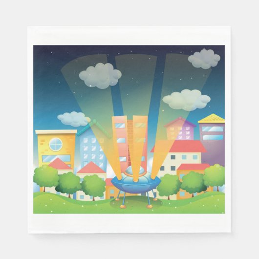 Ruimtevaart in het stadspapier luiers servet (Voorkant)