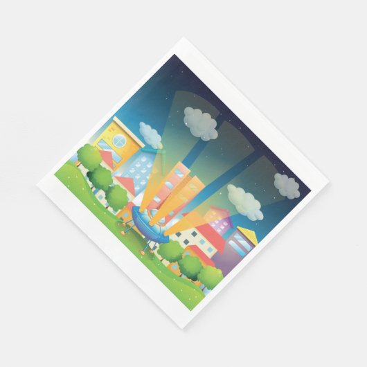 Ruimtevaart in het stadspapier luiers servet (Hoek)