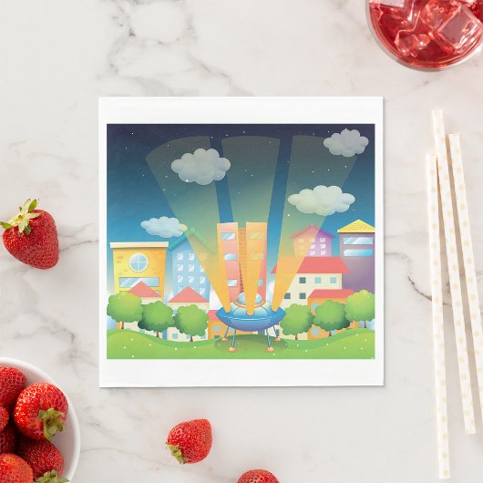 Ruimtevaart in het stadspapier luiers servet