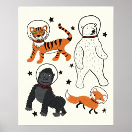 Ruimtevaart is illustratie van Wilde Animal Astron Poster