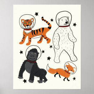 Ruimtevaart is illustratie van Wilde Animal Astron Poster