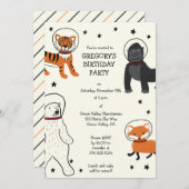 Ruimtevaart is Wilde Dierlijke Astronauts Partij Kaart (Voorkant / Achterkant)