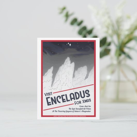 Ruimtevaart Kerst Briefkaart - Enceladus (Staand voorkant)