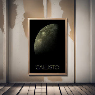 Ruimtevaart, Kosmos, Zonnestelsel, Maan Callisto Foto Afdruk